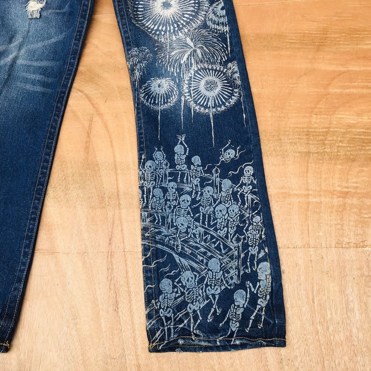 Japanese Brand Rare Buden Japan Kapital inpired Skeleton print motive Size US 30 / EU 46 - 6 Thumbnail