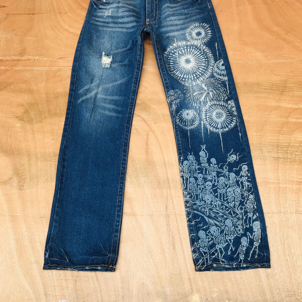 Japanese Brand Rare Buden Japan Kapital inpired Skeleton print motive Size US 30 / EU 46 - 5 Thumbnail