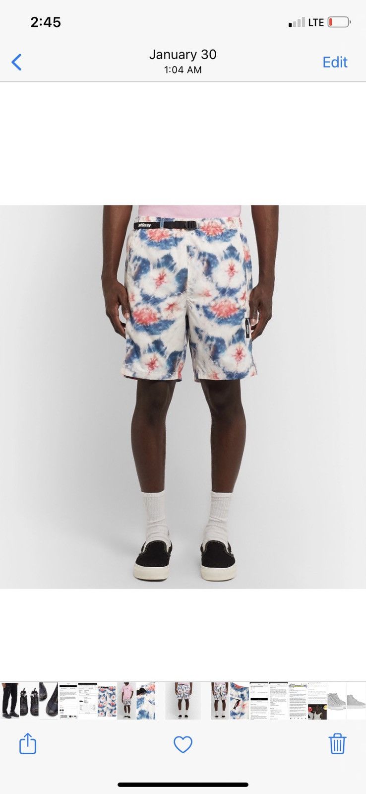 Stussy STUSSY BELTED TIE-DYE SHORTS Size US 34 / EU 50 - 19 Thumbnail