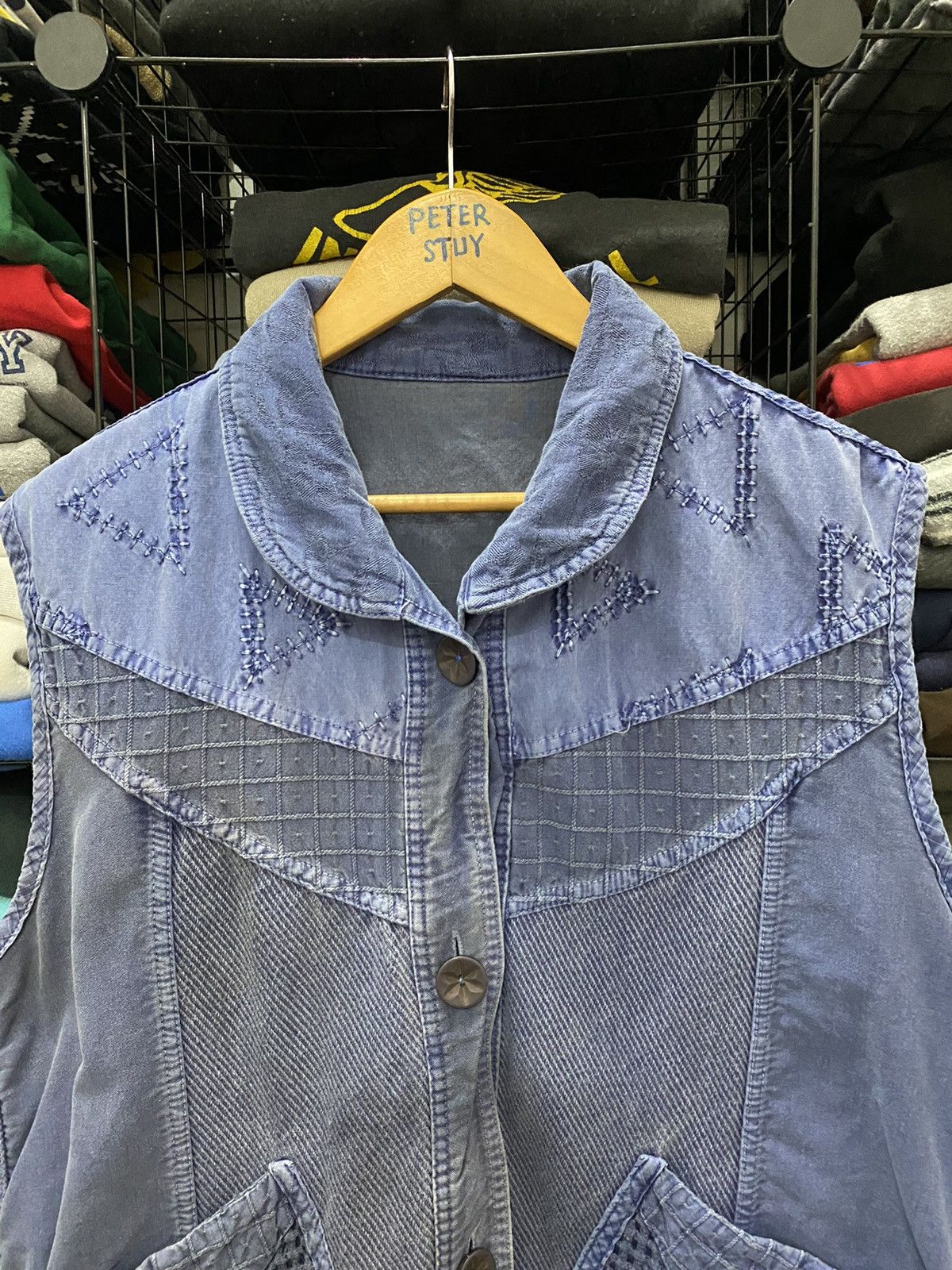 Indigo × Japanese Brand × Vintage VINTAGE INDIGO COLLAR VEST NICE DESIGN Size US L / EU 52-54 / 3 - 5 Thumbnail