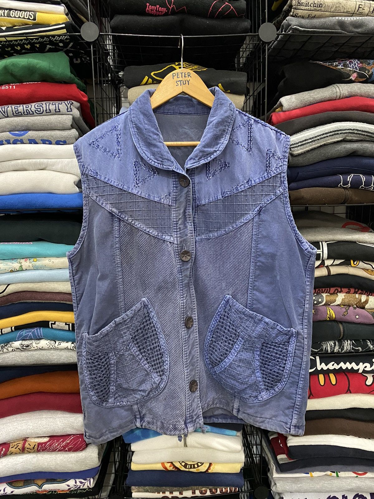 Indigo × Japanese Brand × Vintage VINTAGE INDIGO COLLAR VEST NICE DESIGN Size US L / EU 52-54 / 3 - 1 Thumbnail