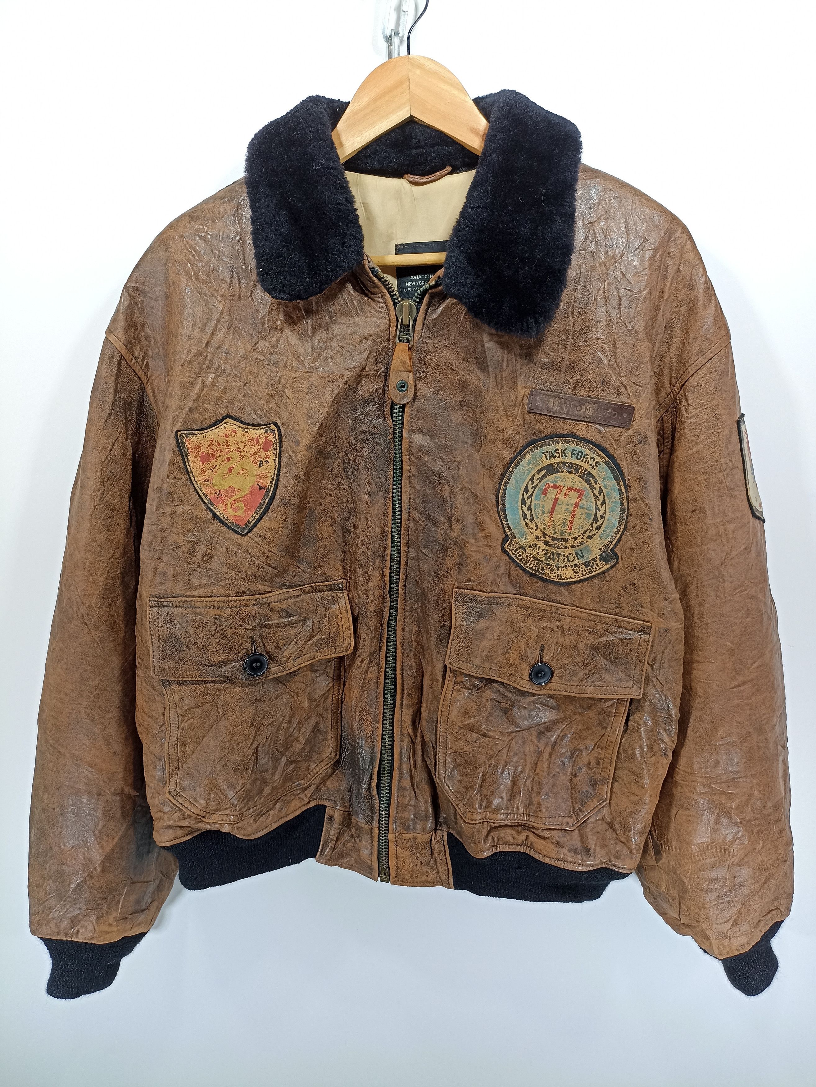 image of Leather Jacket x US Air Force Vintage Type A-2 Us Air Force Pigmented Leather in Brown (Size XL)