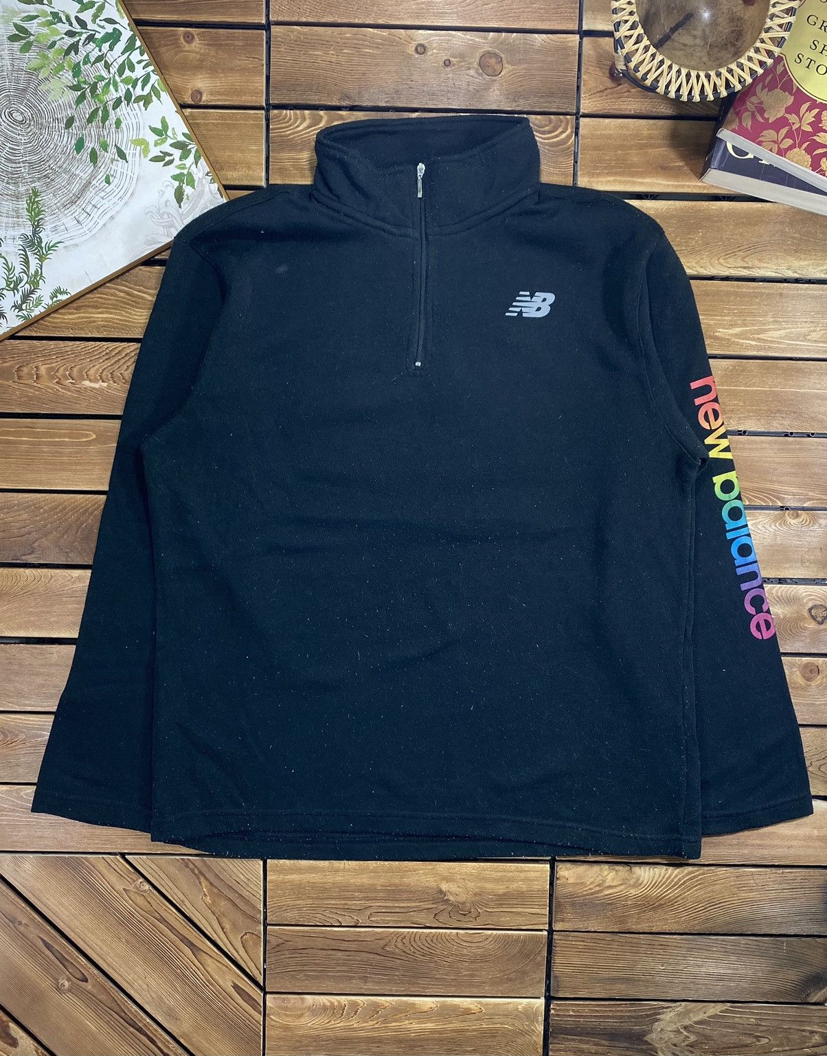 New Balance × Vintage Vintage New Balance Rainbow Spellout On Sleeve Sweatshirt M Size US M / EU 48-50 / 2 - 2 Thumbnail