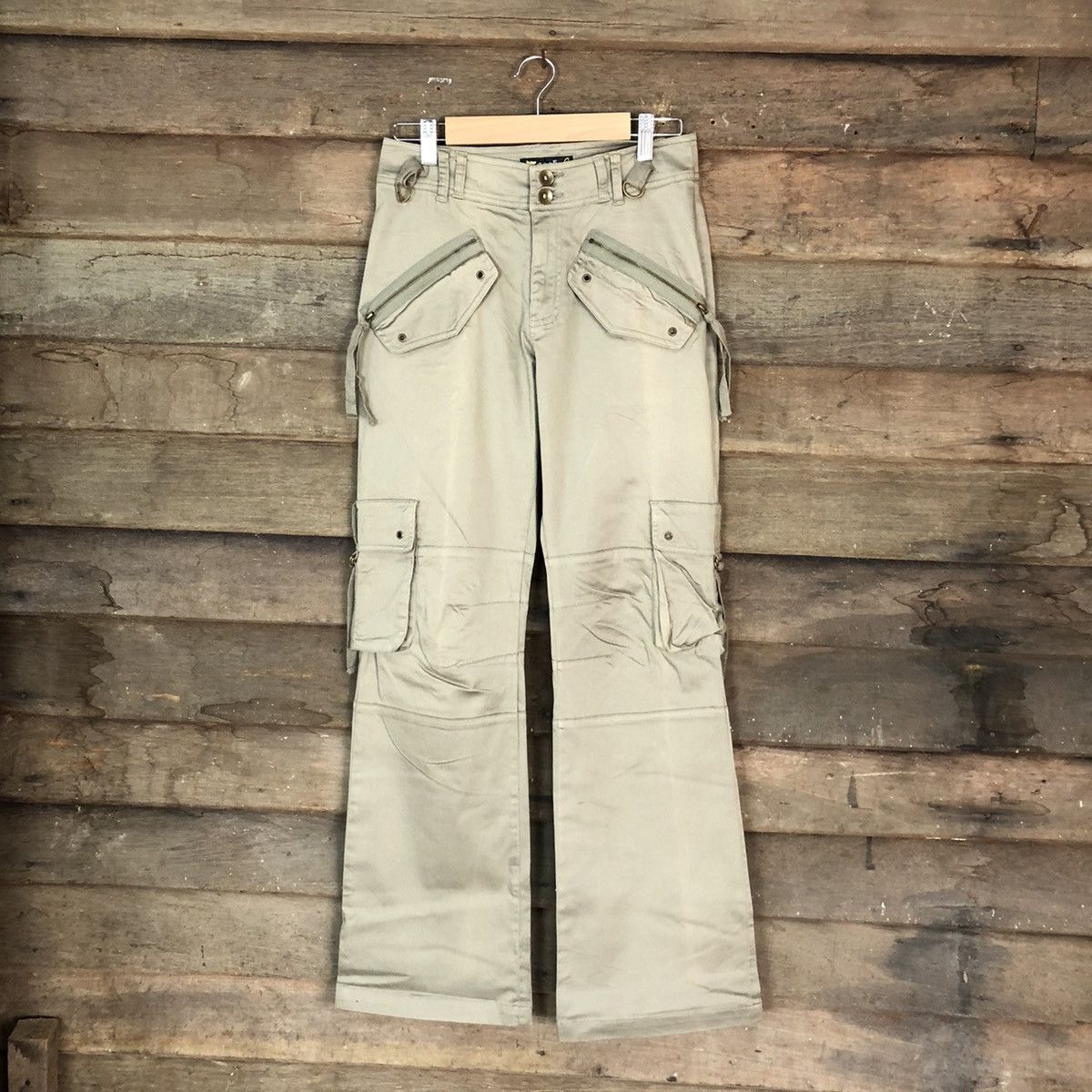 Lassby Cream Cargo Multipocket Streetwear Pants #862