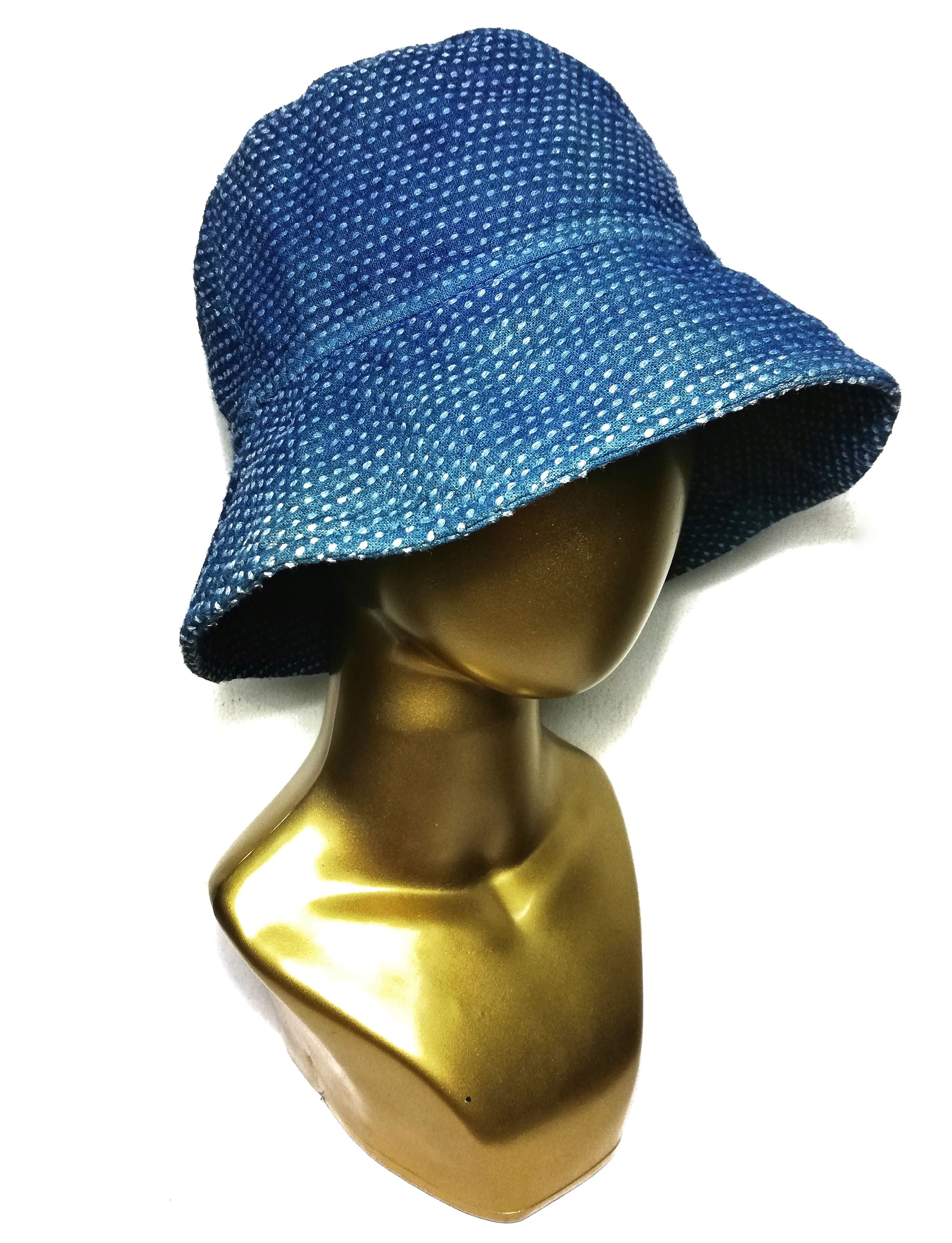 Japanese Brand 🔥Traditional Indigo Design Sashiko Stiches Bucket Hat🔥 Size ONE SIZE - 1 Thumbnail