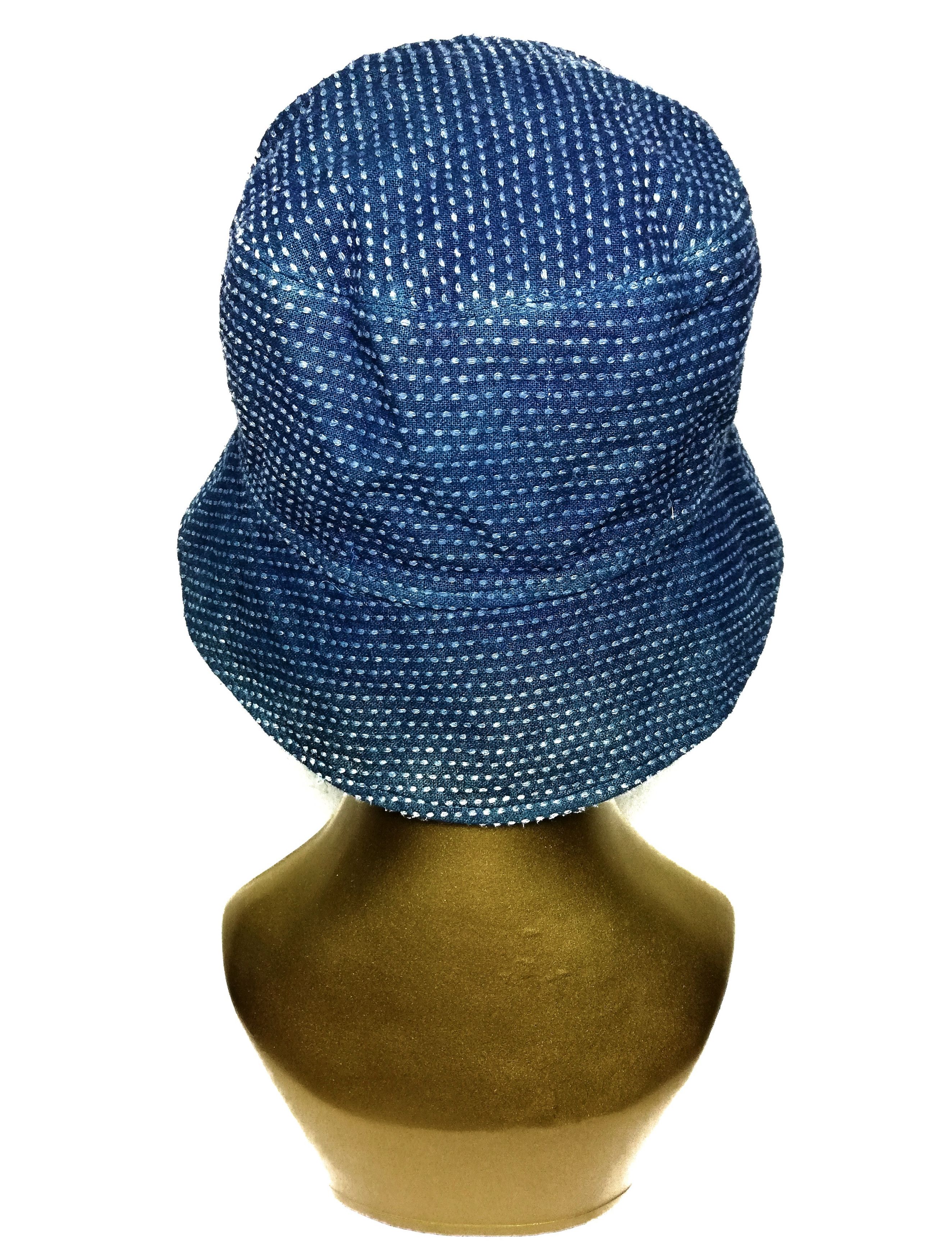 Japanese Brand 🔥Traditional Indigo Design Sashiko Stiches Bucket Hat🔥 Size ONE SIZE - 6 Thumbnail