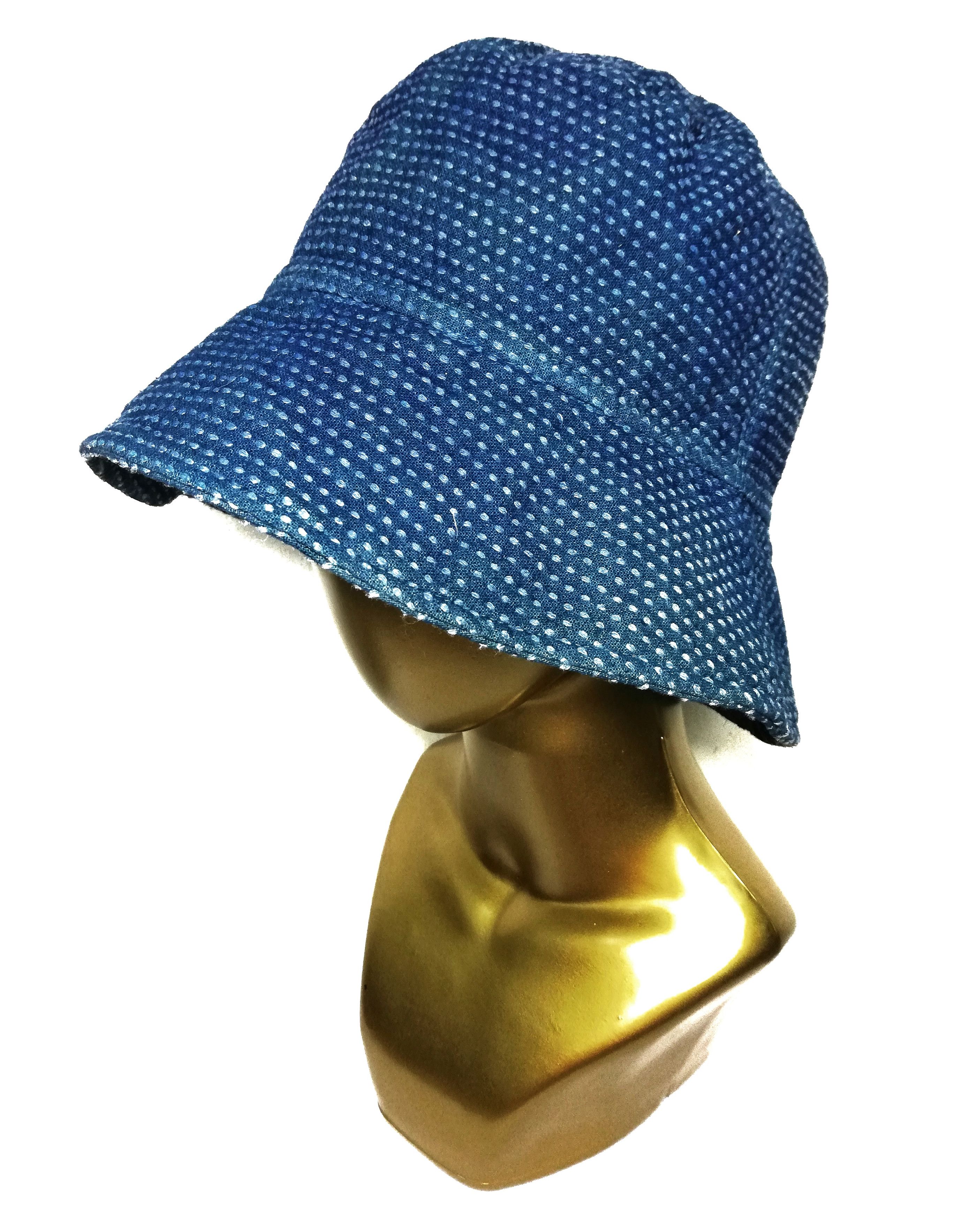 Japanese Brand 🔥Traditional Indigo Design Sashiko Stiches Bucket Hat🔥 Size ONE SIZE - 3 Thumbnail