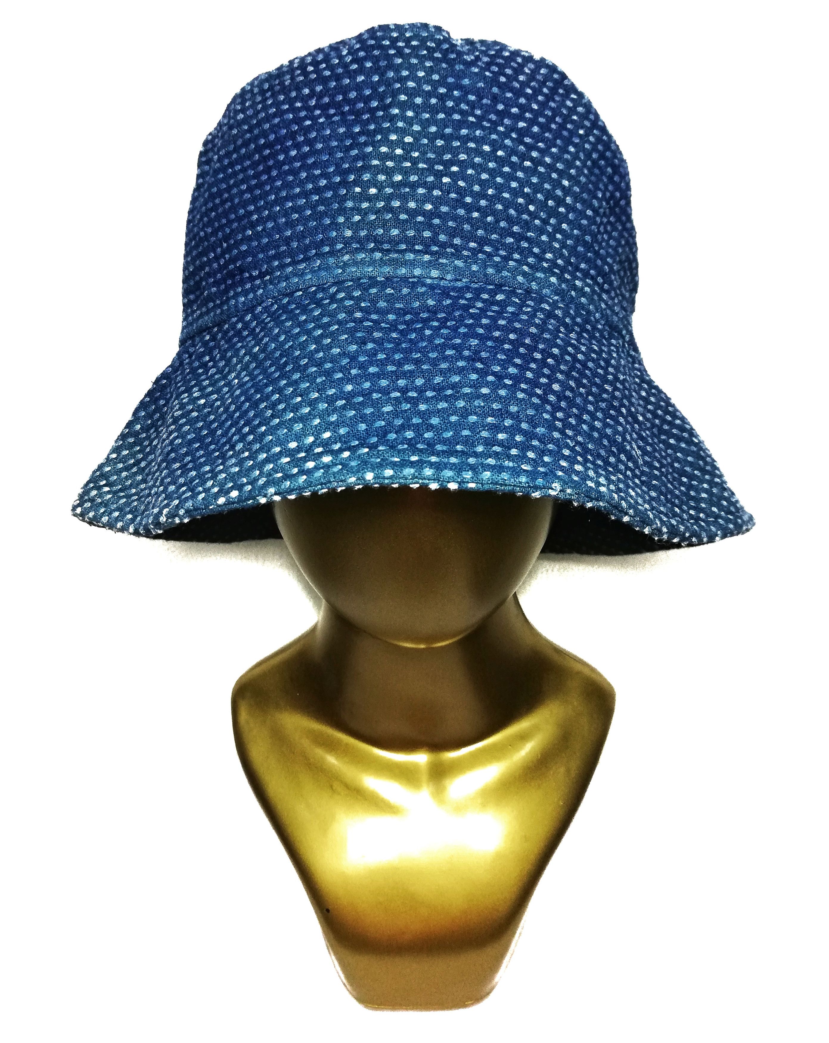 Japanese Brand 🔥Traditional Indigo Design Sashiko Stiches Bucket Hat🔥 Size ONE SIZE - 2 Thumbnail