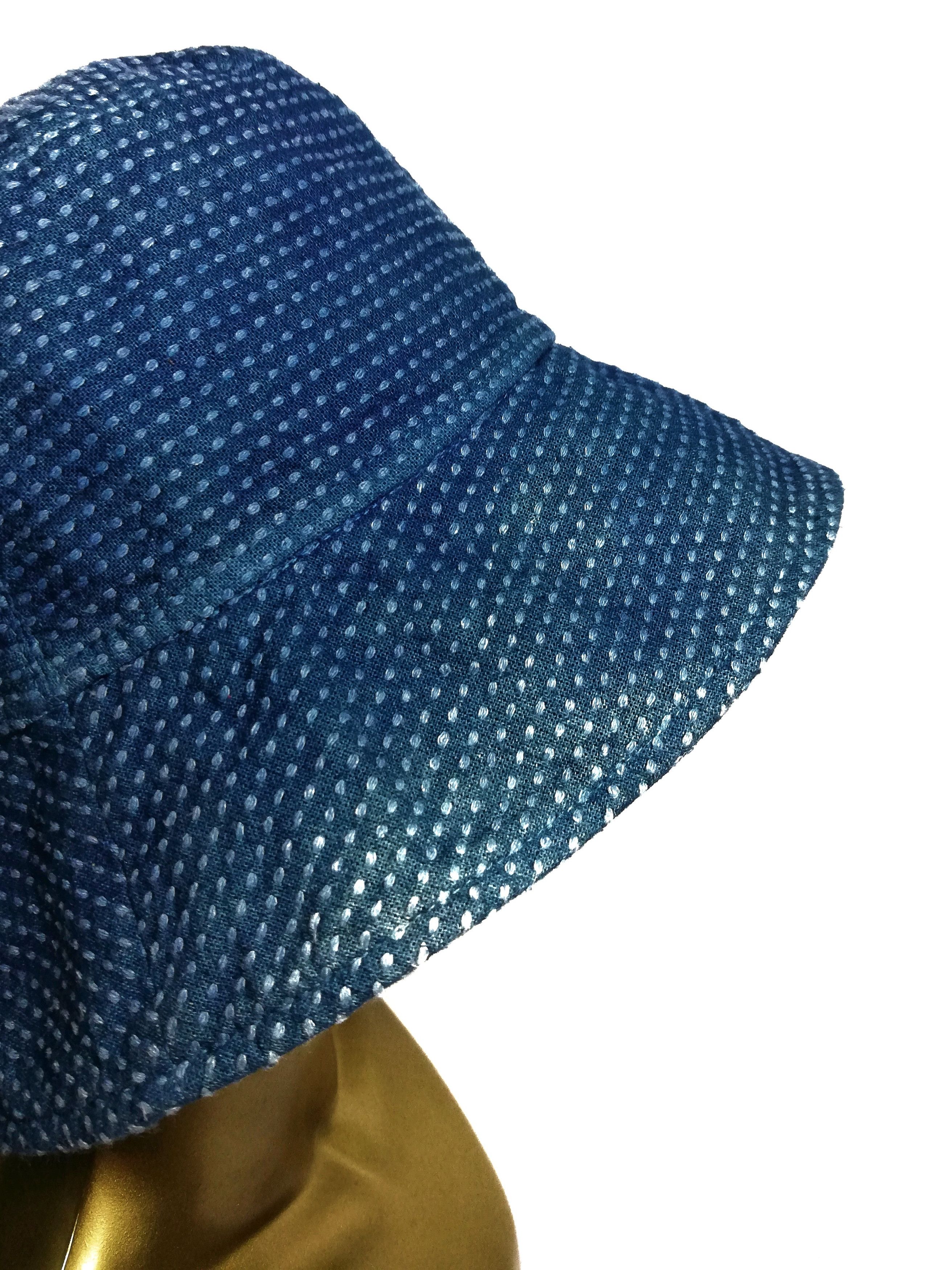 Japanese Brand 🔥Traditional Indigo Design Sashiko Stiches Bucket Hat🔥 Size ONE SIZE - 9 Thumbnail