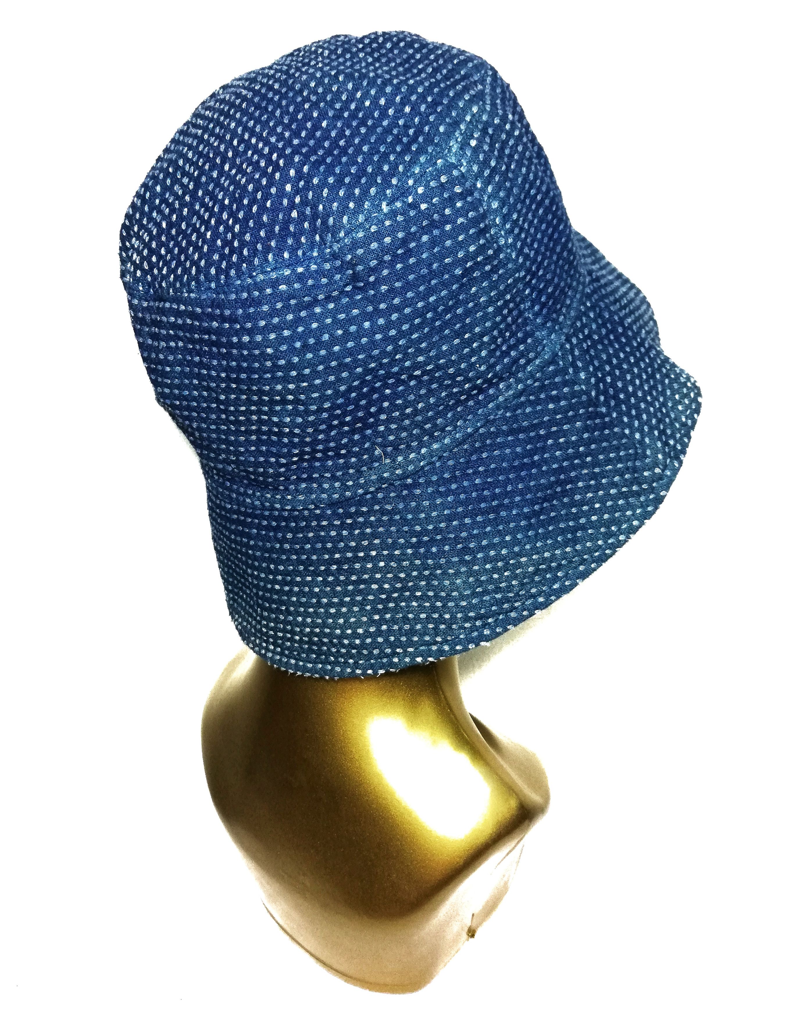 Japanese Brand 🔥Traditional Indigo Design Sashiko Stiches Bucket Hat🔥 Size ONE SIZE - 7 Thumbnail