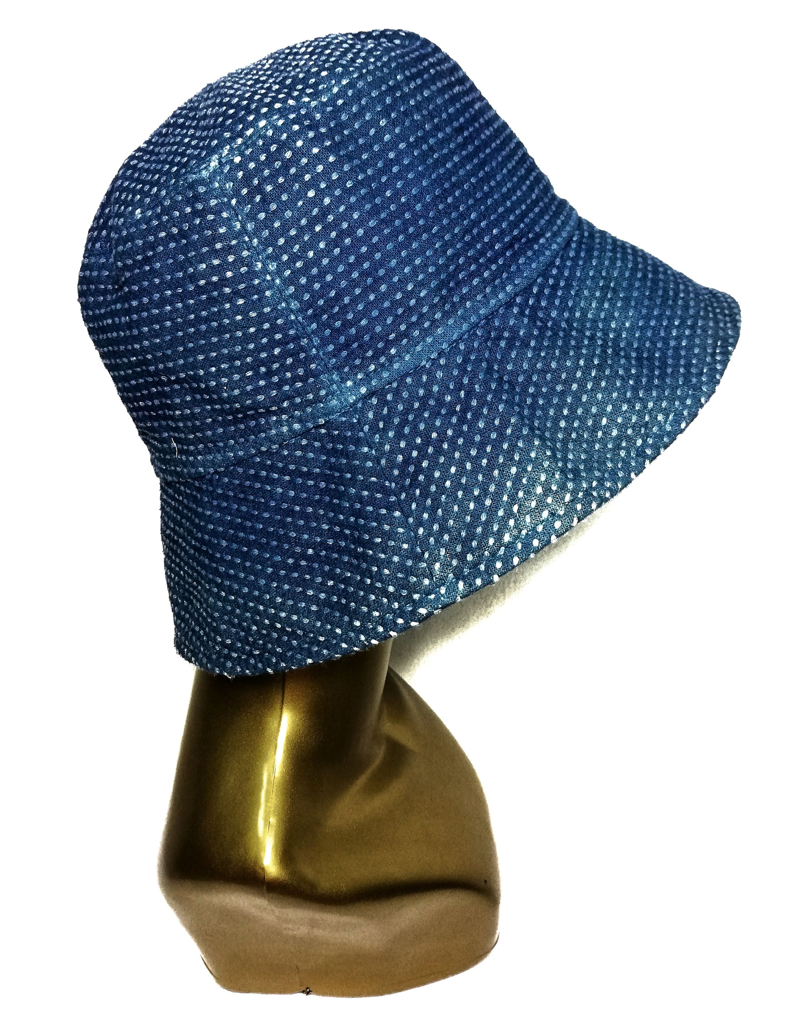 Japanese Brand 🔥Traditional Indigo Design Sashiko Stiches Bucket Hat🔥 Size ONE SIZE - 8 Thumbnail