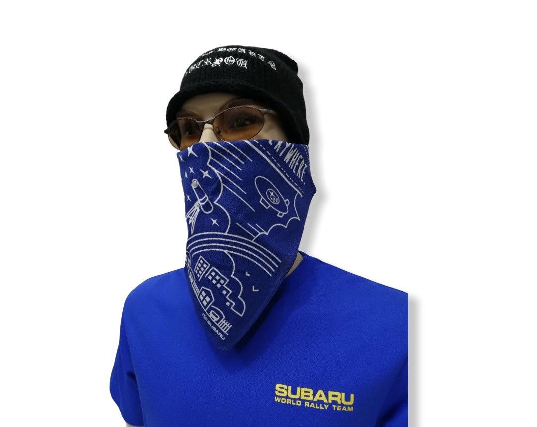 image of Racing x Vintage Jdm Motorsports Lover! Subaru Japan Neckerchief Bandana in Blue, Men's