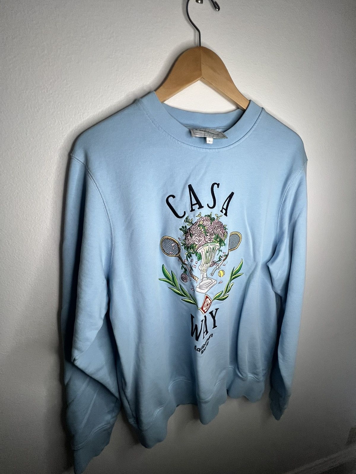 Casablanca “Casa Way” Embroidered Blue Sweatshirt