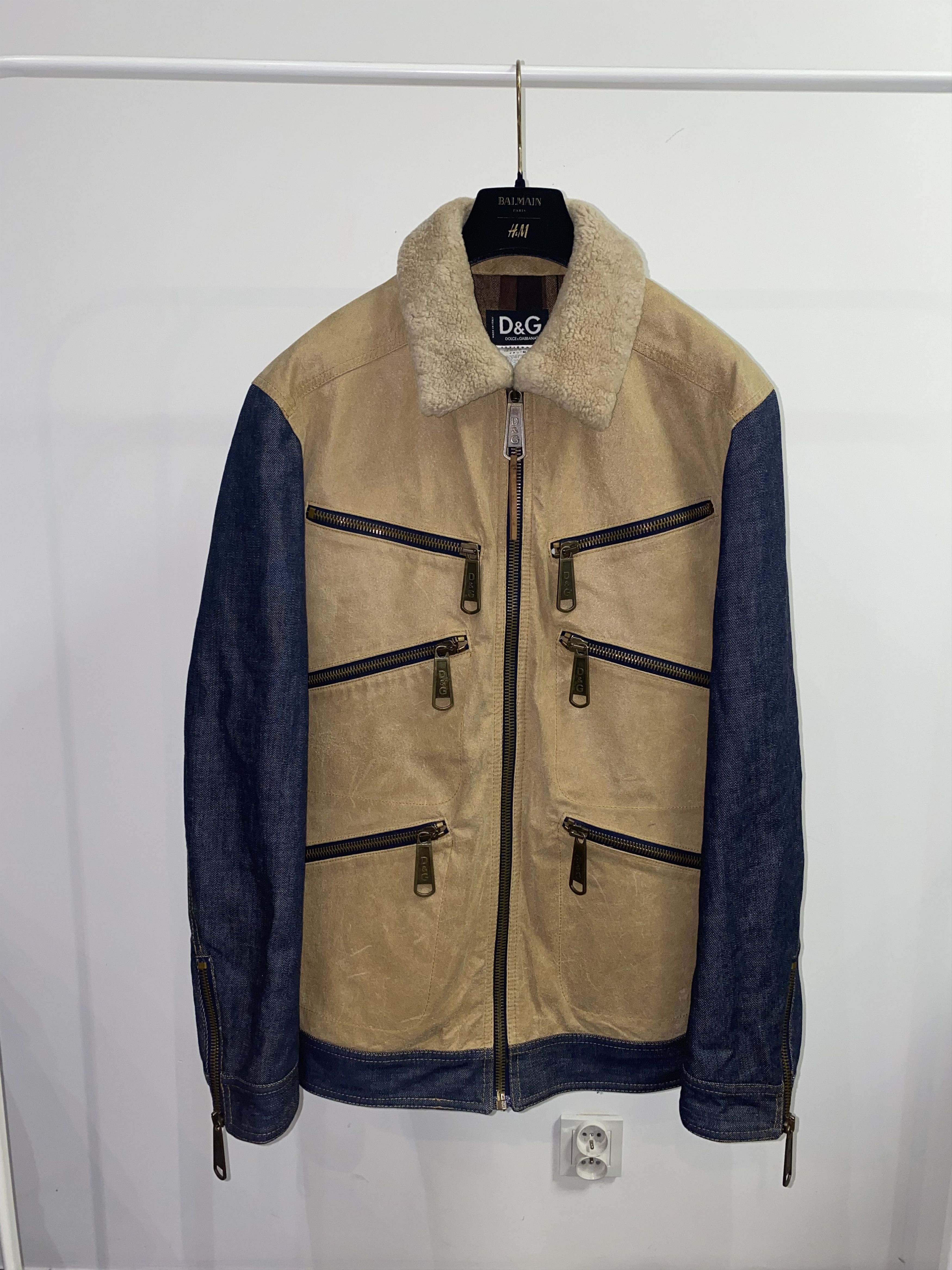Dolce & Gabbana Multizipped Leather Wool Jacket