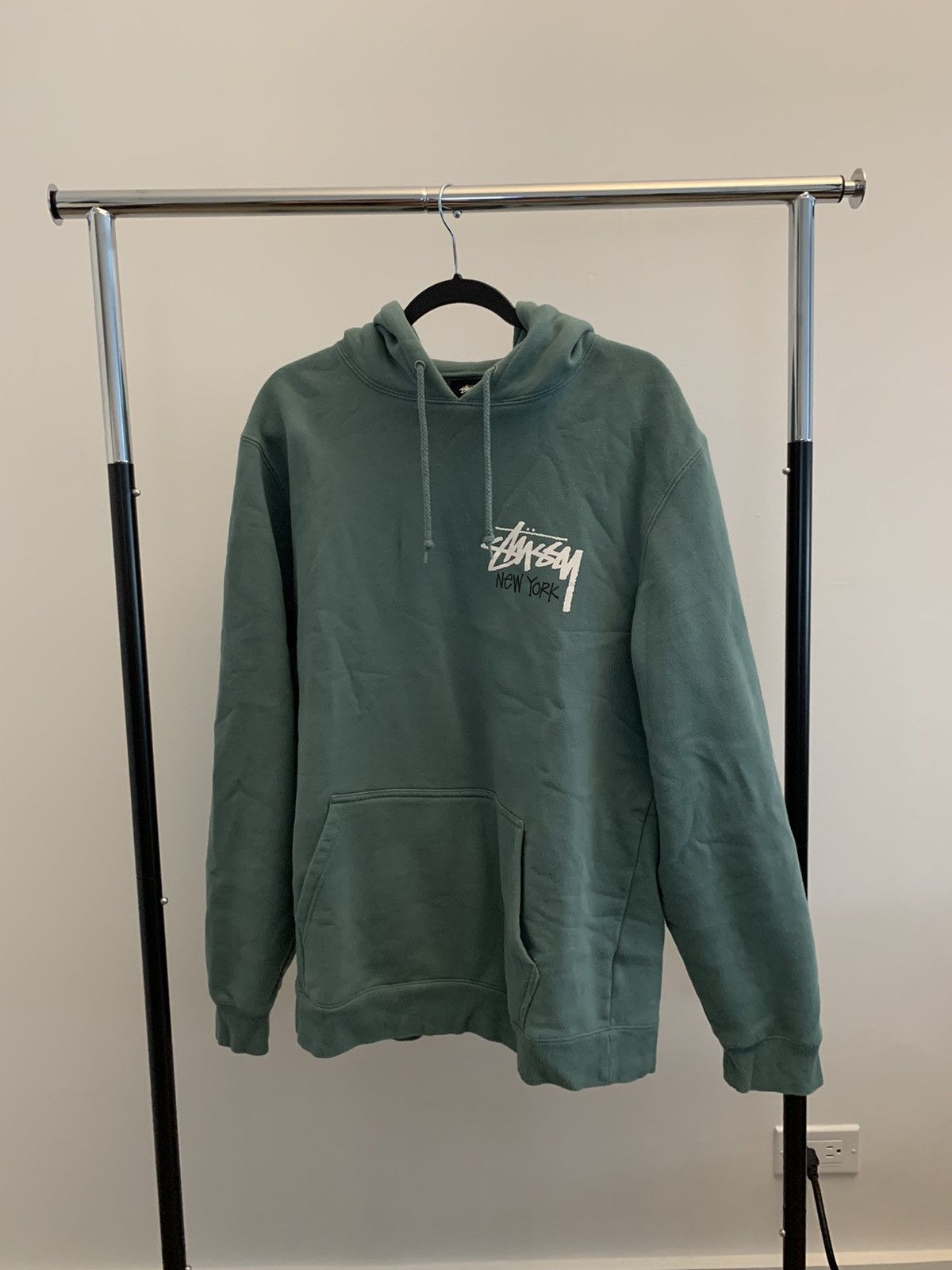 Image of Stussy New York Flagship Hoodie in Green, Men's (Size XL)