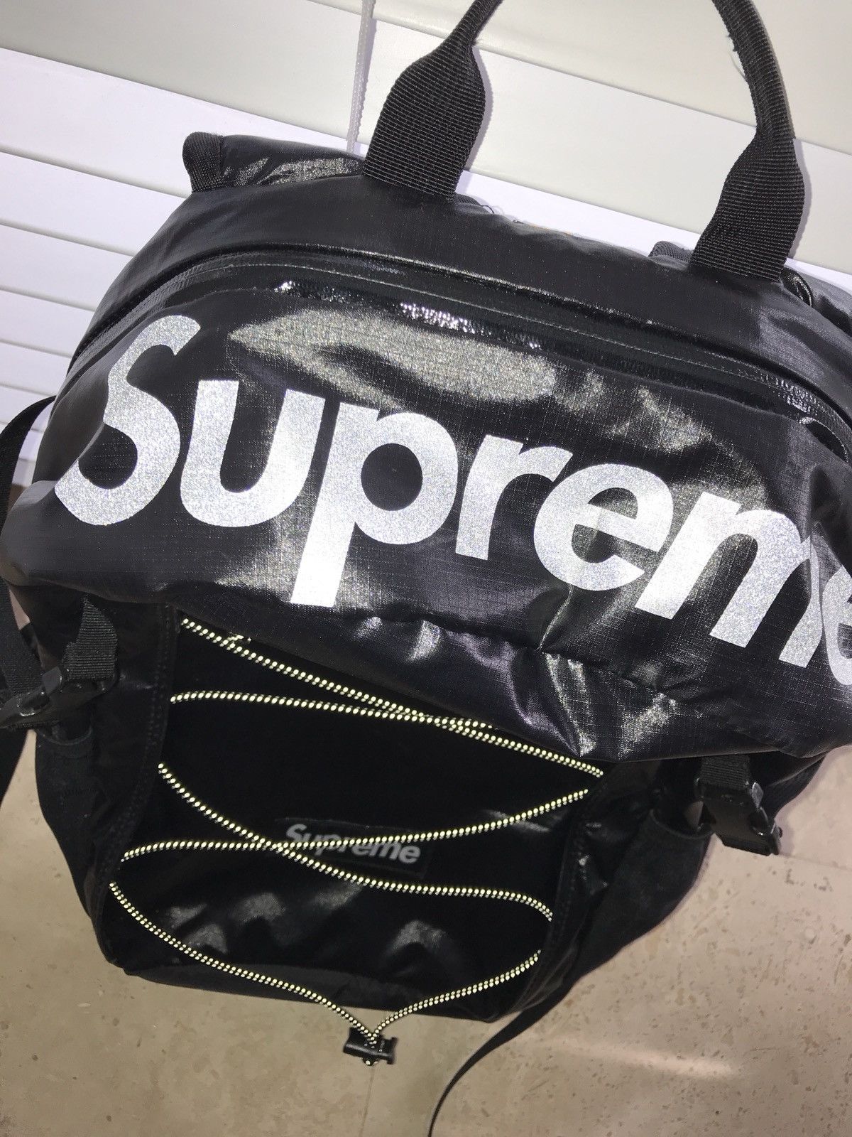 Supreme Black 3m Reflective Supreme Backpack FW 17 Grailed