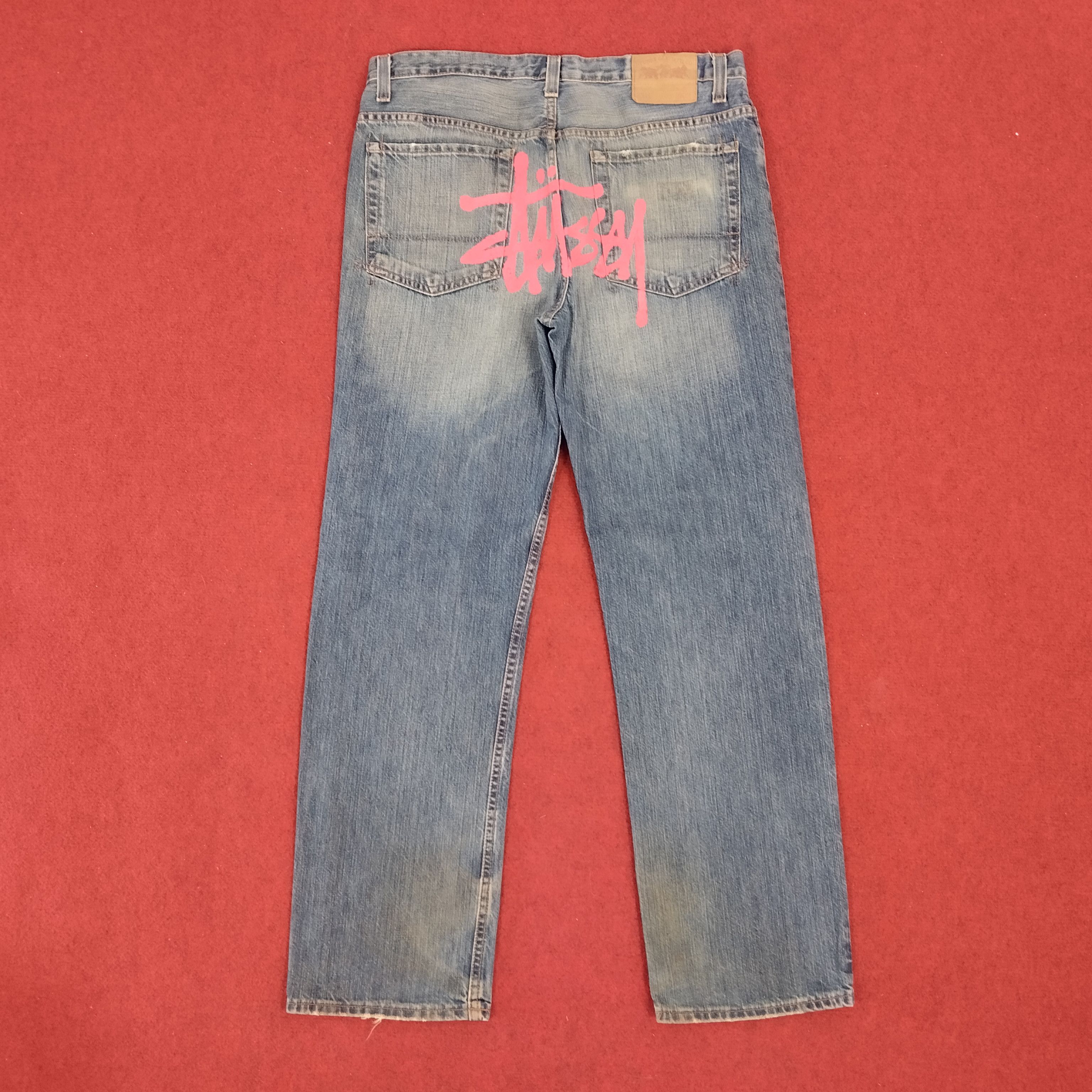 Pre-owned Stussy X Vintage Stussy Streetwear Skateboard Custom Logo Style Jeans Pants In Blue Jean