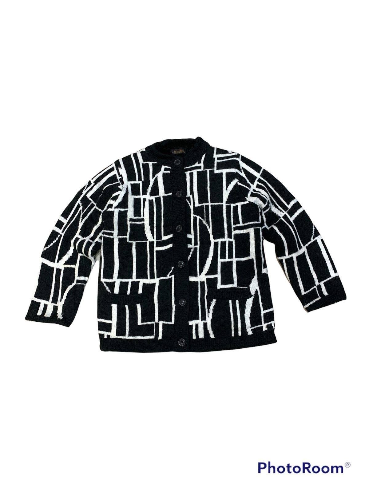 image of Art Full Abstract More Plata Knitwear Sweatshirt in Black/White, Men's (Size Medium)