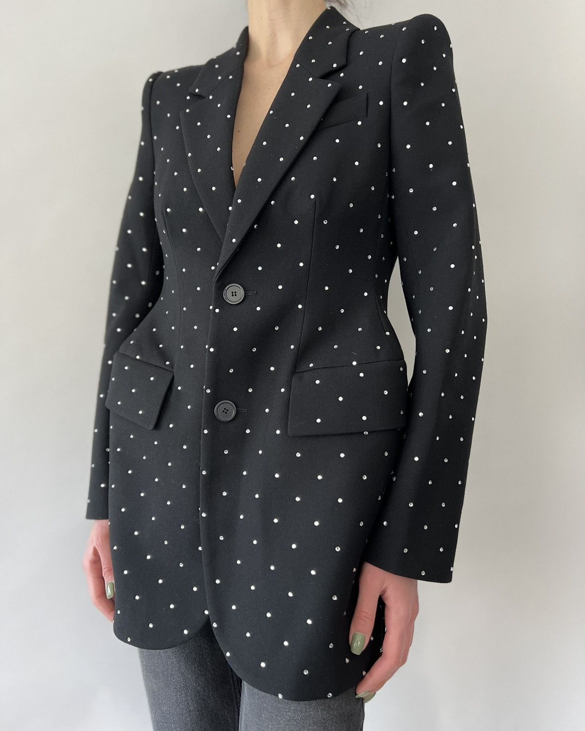 Balenciaga $3.7K Balenciaga Hourglass Wool Blazer with crystals Size XS / US 0-2 / IT 36-38 - 9 Thumbnail