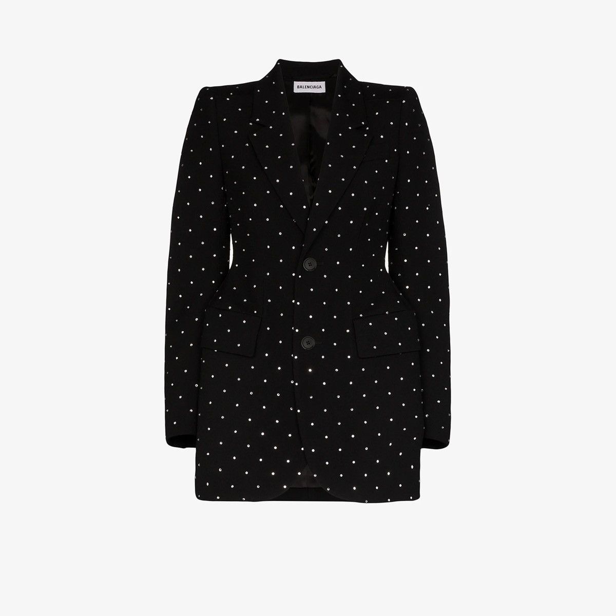 image of $3.7K Balenciaga Hourglass Wool Blazer With Crystals in Black, Women's (Size XS)