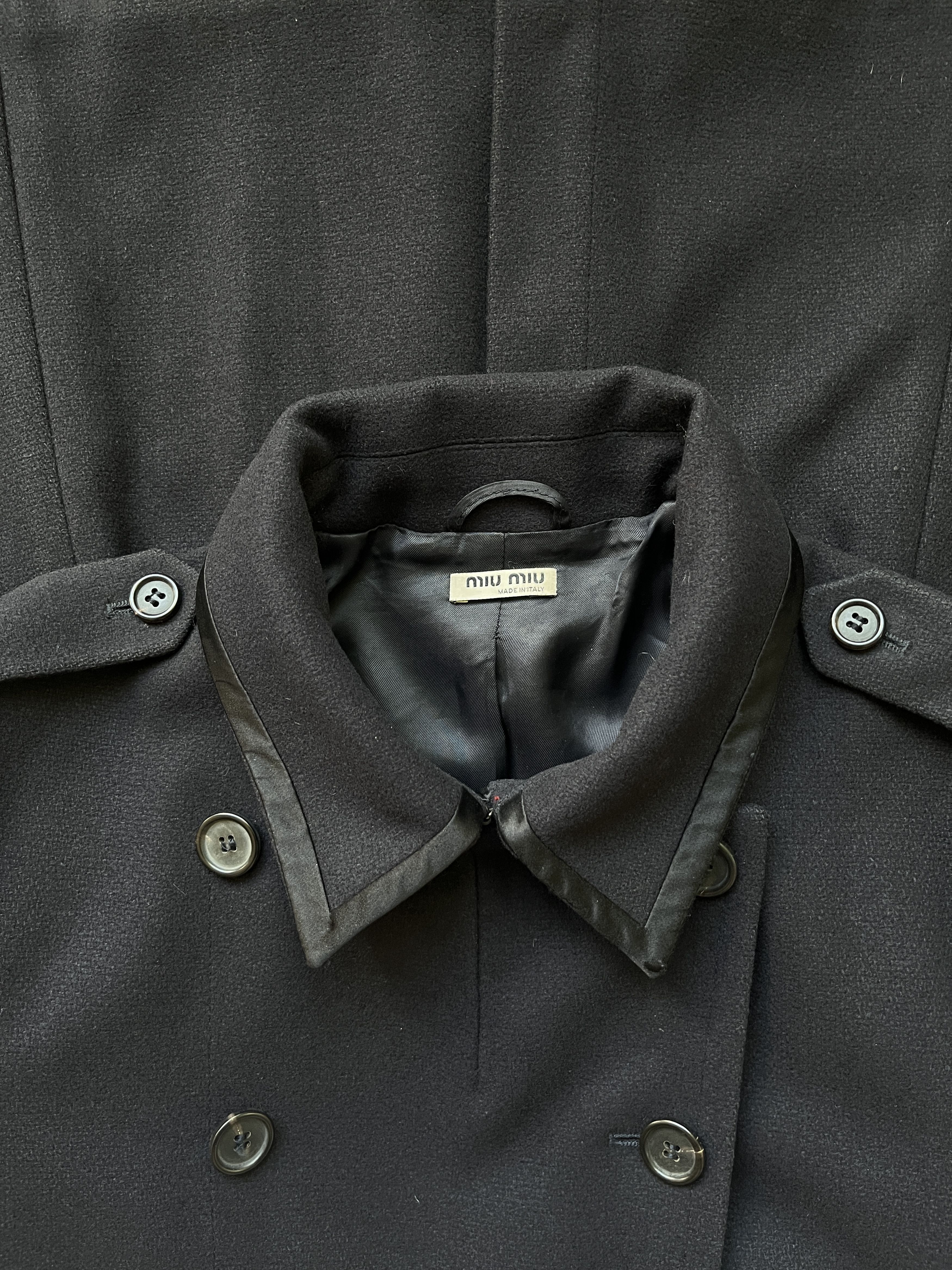 Miu Miu ⚡️QUICK SALE⚡️2006 Miu Miu Black Peacoat Trench Size M / US 6-8 / IT 42-44 - 4 Thumbnail