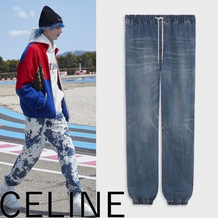 Image of Ss21 Celine ‘The Dancing Kid’ Jogger Jean Trash Wash Denim in Blue, Men's (Size 33)