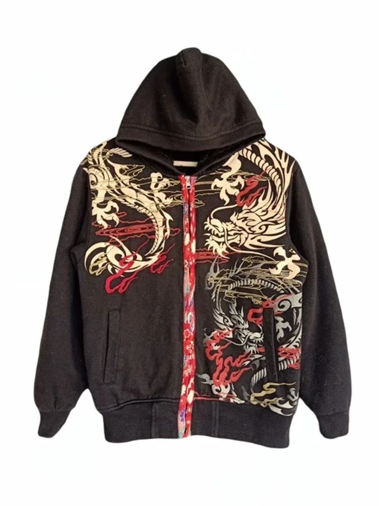 Japanese Brand × Vintage Vary Rare🔥🔥Overprint Sukajan Dragonfly Fleece Hoodie Size US M / EU 48-50 / 2 - 2 Thumbnail