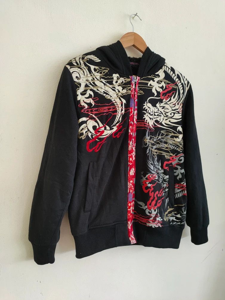 Japanese Brand × Vintage Vary Rare🔥🔥Overprint Sukajan Dragonfly Fleece Hoodie Size US M / EU 48-50 / 2 - 4 Thumbnail