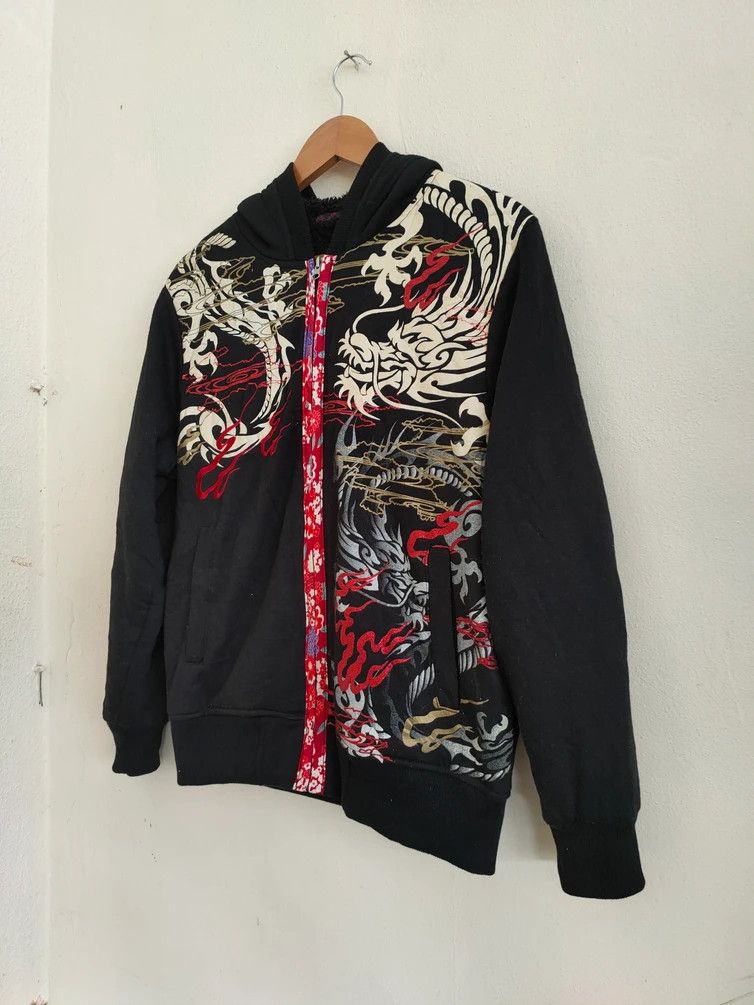 image of Sukajan Souvenir Jacket x Vintage Varyoverprint Sukajan Dragonfly Fleece Hoodie, Men's (Size Medium