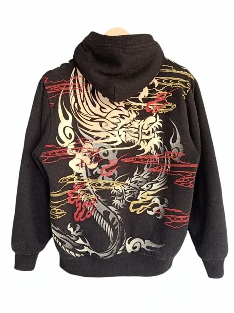 image of Sukajan Souvenir Jacket x Vintage Varyoverprint Sukajan Dragonfly Fleece Hoodie, Men's (Size Medium