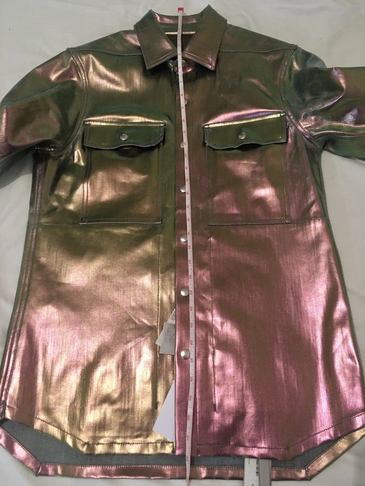 Rick Owens × Rick Owens Drkshdw NEW 🔥 IRIDESCENT METAL COATED DENIM JACKET TECUATL CARTI 46 Size US S / EU 44-46 / 1 - 15 Thumbnail