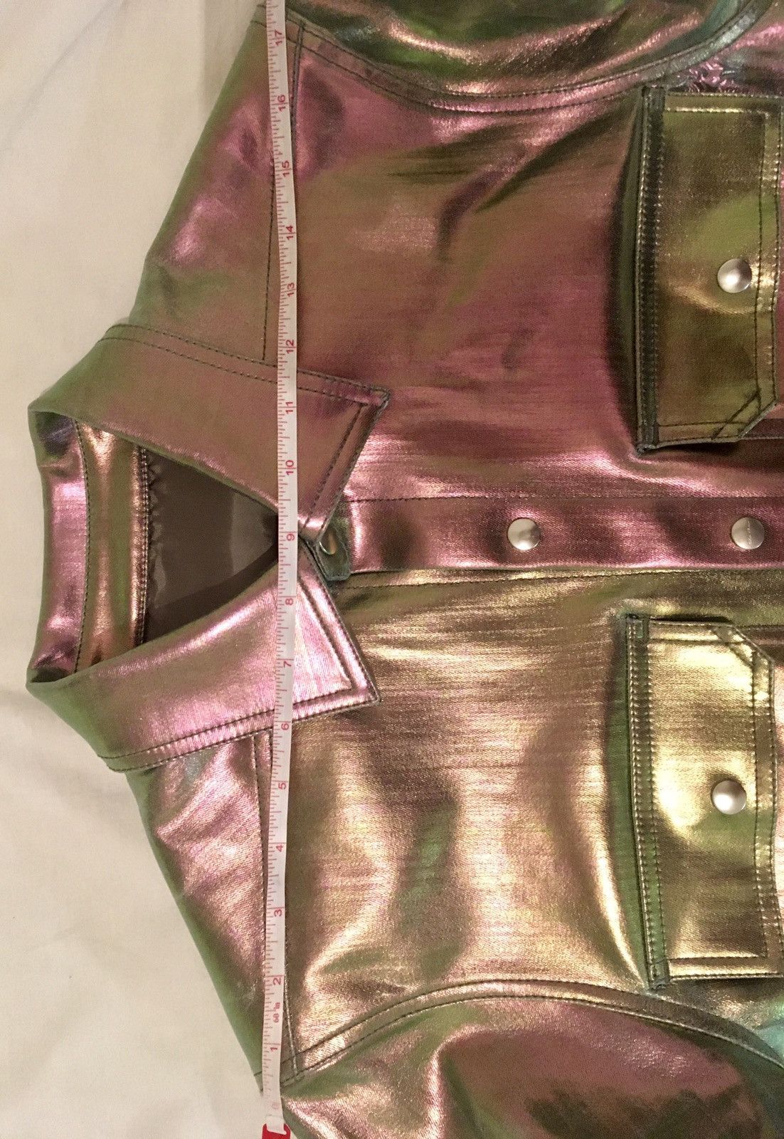 Rick Owens × Rick Owens Drkshdw NEW 🔥 IRIDESCENT METAL COATED DENIM JACKET TECUATL CARTI 46 Size US S / EU 44-46 / 1 - 14 Thumbnail