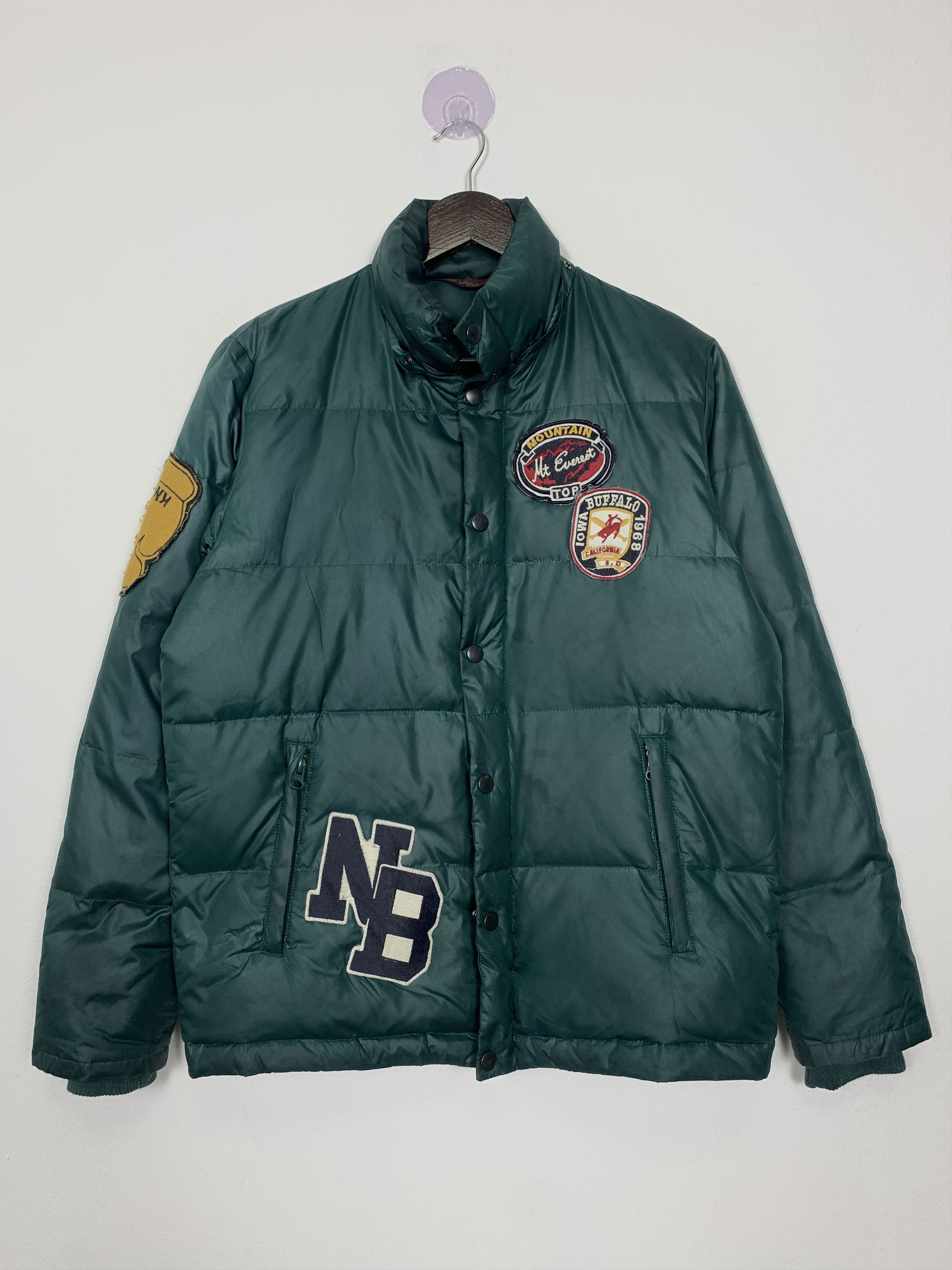 image of Vintage K.mayer Puffer Patches Button Up Jacket in Dark Green, Men's (Size Small)