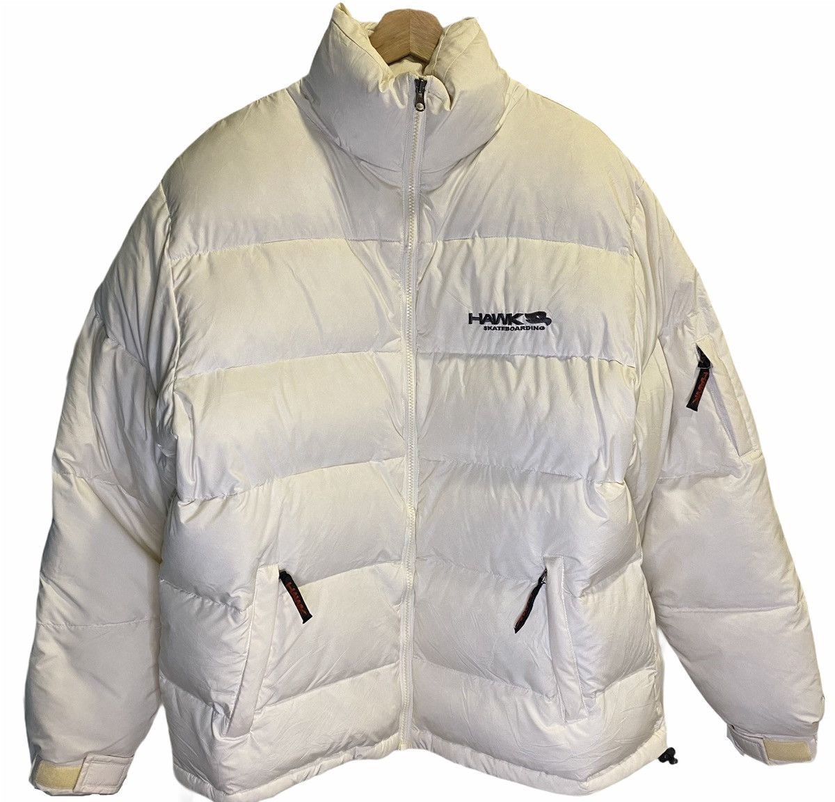 image of Tony Hawk Skateboarding Puffer Jacket in White, Men's (Size Large)