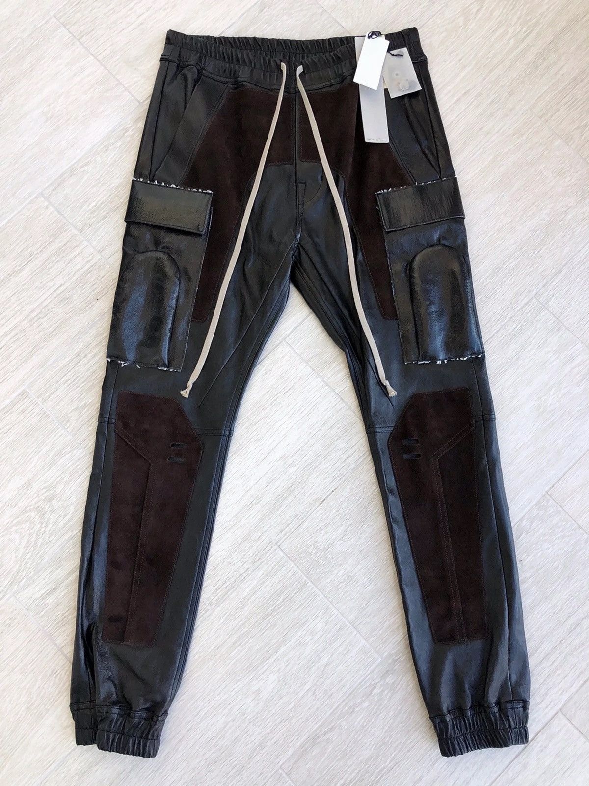 Rick Owens SAMPLE 💥 FULL LEATHER RUNWAY CARGO PANTS LARRY ASAP TRAVIS Size US 34 / EU 50 - 2 Thumbnail