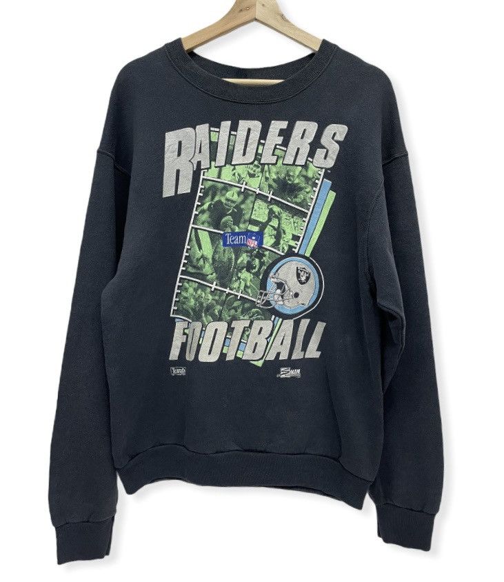 image of Oakland Raiders x Salem Sportswear Vintage 90's Nfl Raiders Crewneck Sweater in Dark Blue Black (Si