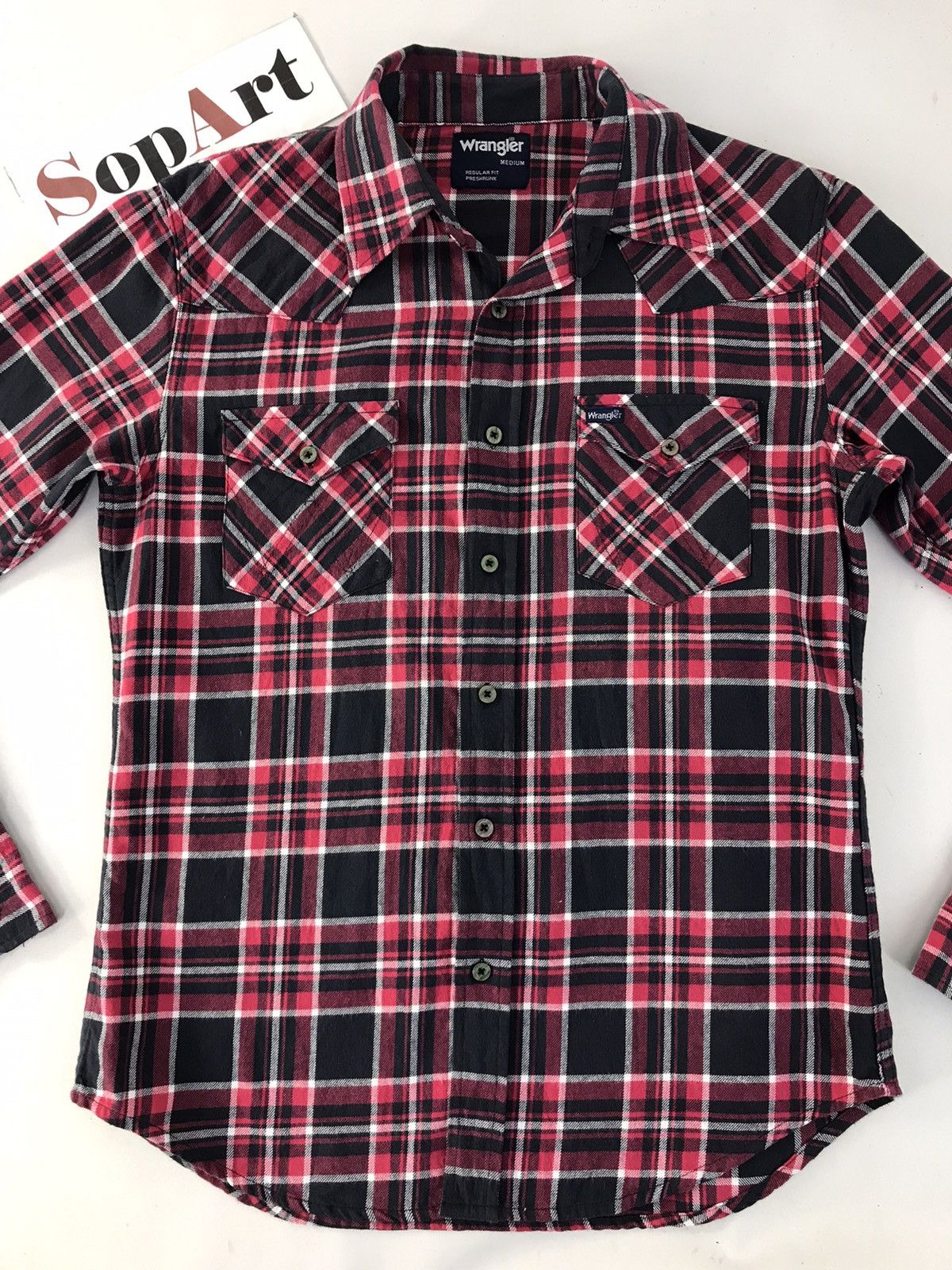 Flannel × Wrangler Vtg Flannel Wrangler Double Pocket Button Up Style Size US M / EU 48-50 / 2 - 3 Thumbnail