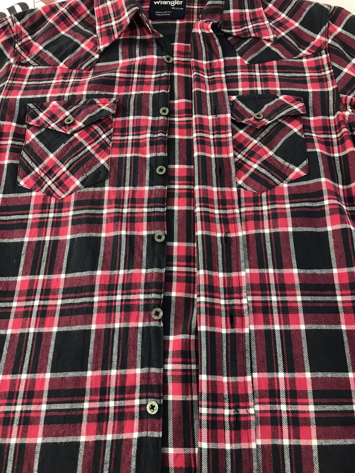 Flannel × Wrangler Vtg Flannel Wrangler Double Pocket Button Up Style Size US M / EU 48-50 / 2 - 6 Thumbnail