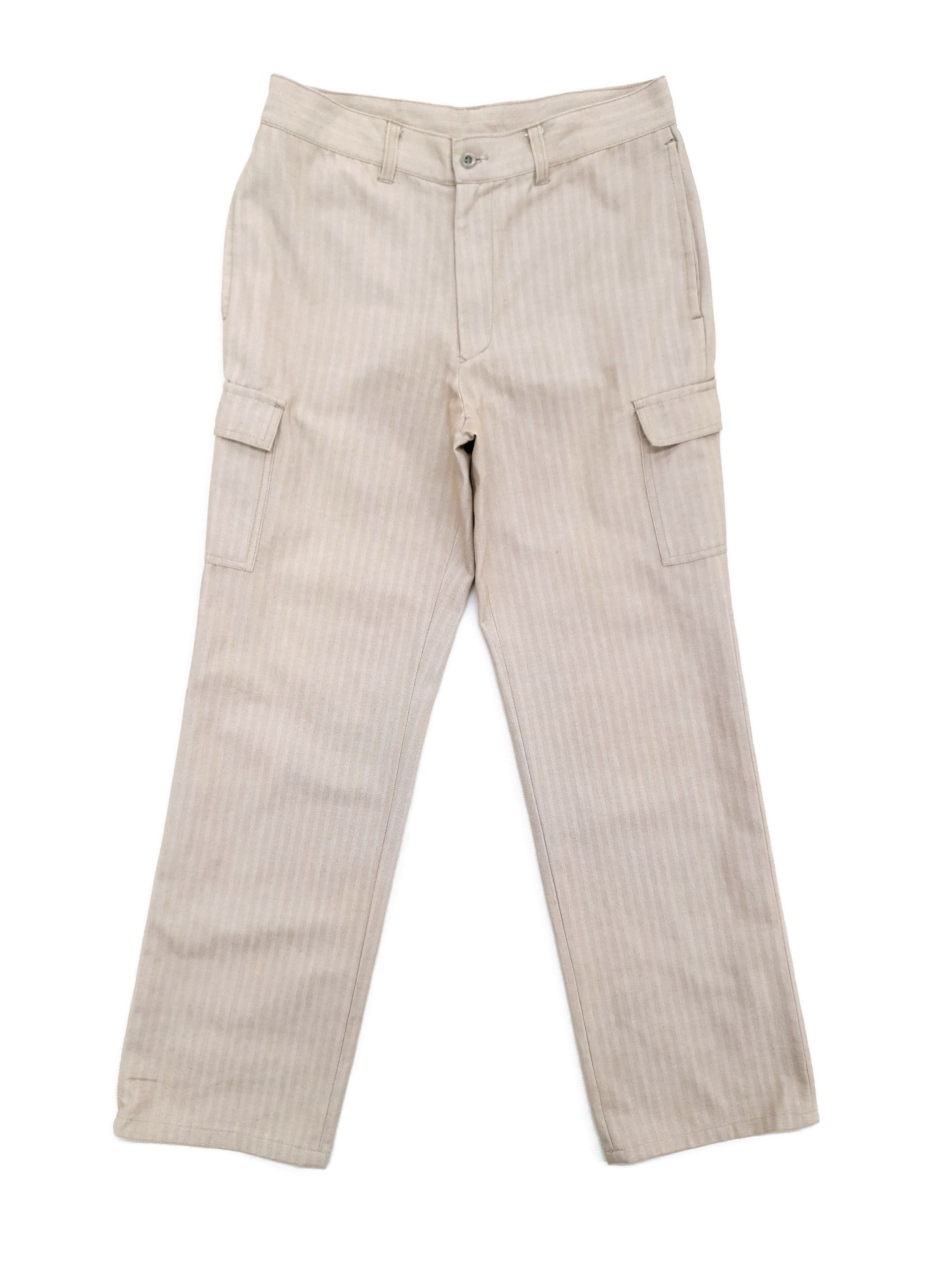 image of Takeo Kikuchi x Workers Herringbone Stripe Workwear Tactical Cargo Pants in Beige, Men's (Size 30)