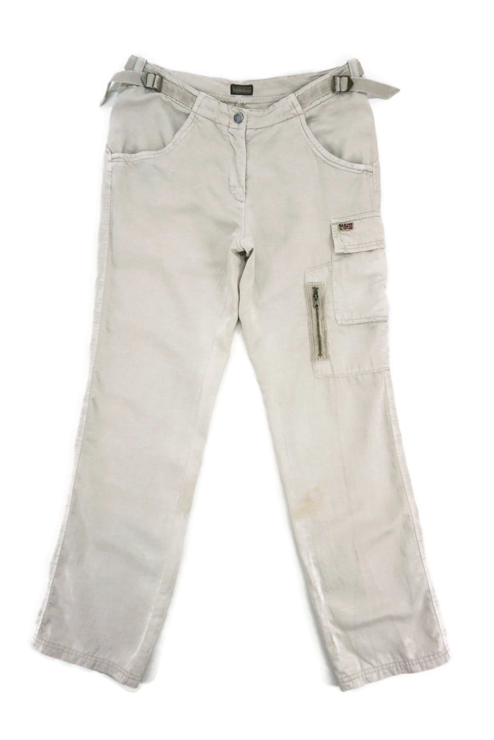 Napapijri Size 31x32.5 Distressed Cargo Tactical Linen Blend Pants Size US 31 - 1 Thumbnail