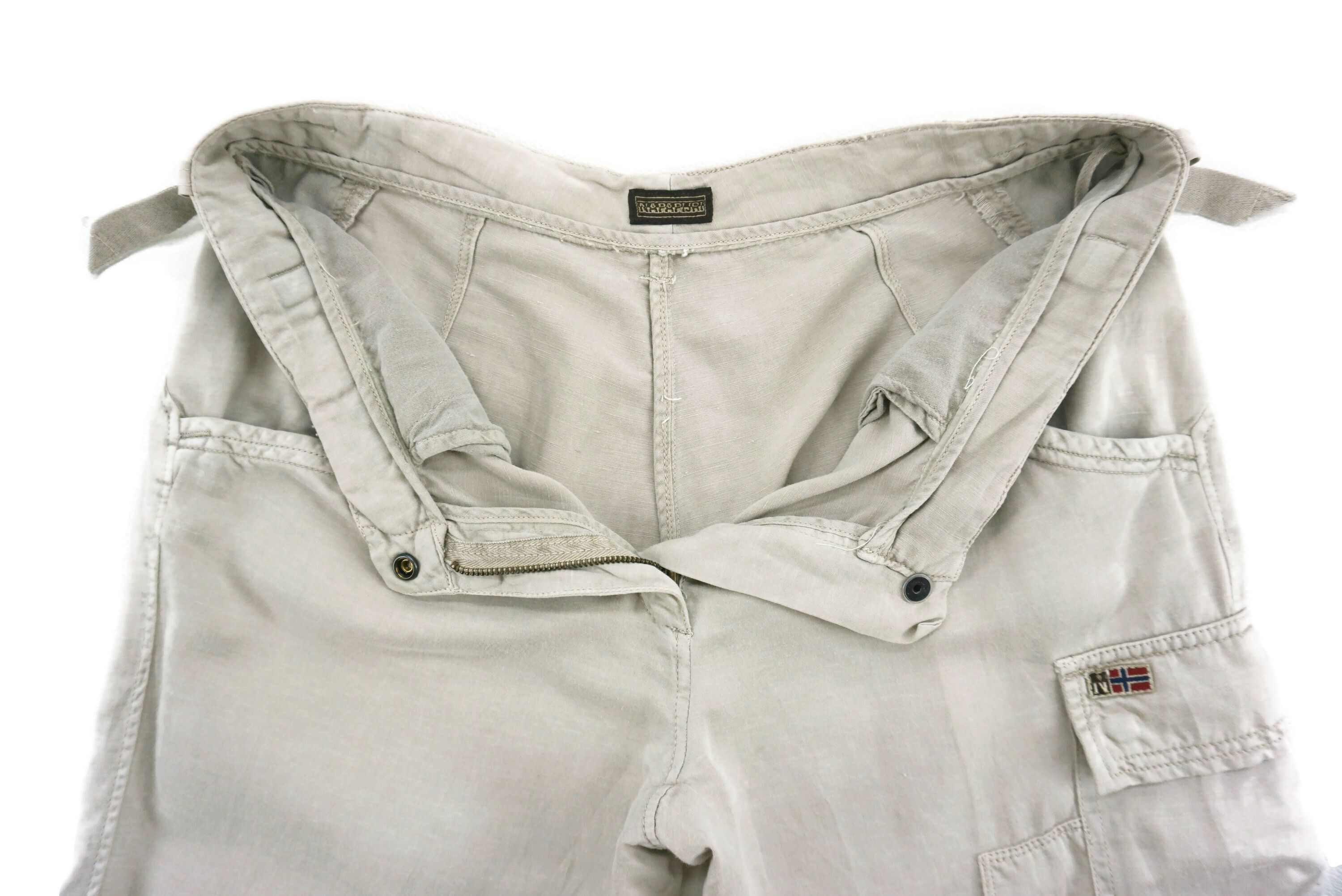 Napapijri Size 31x32.5 Distressed Cargo Tactical Linen Blend Pants Size US 31 - 6 Thumbnail