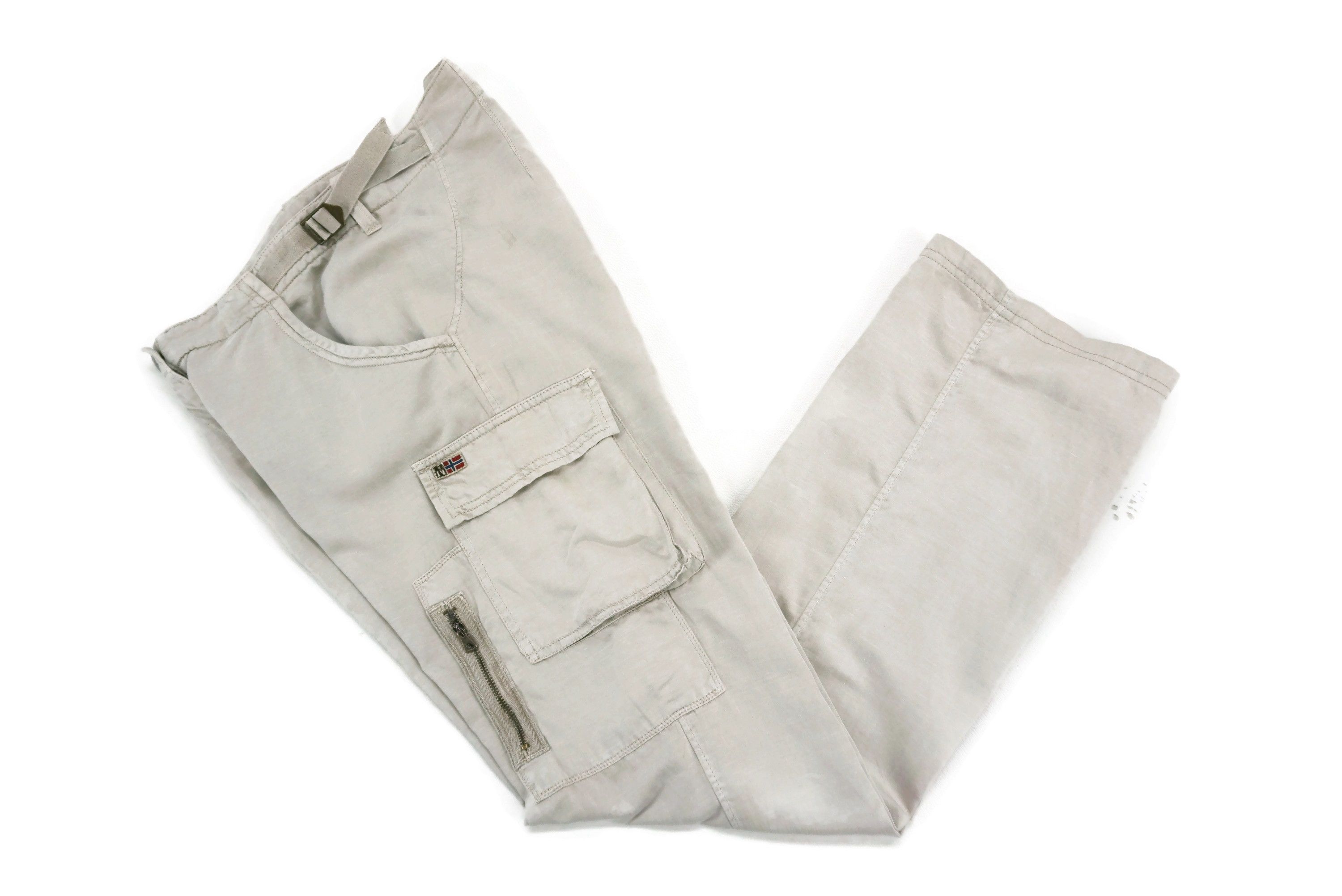 Napapijri Size 31x32.5 Distressed Cargo Tactical Linen Blend Pants Size US 31 - 4 Thumbnail