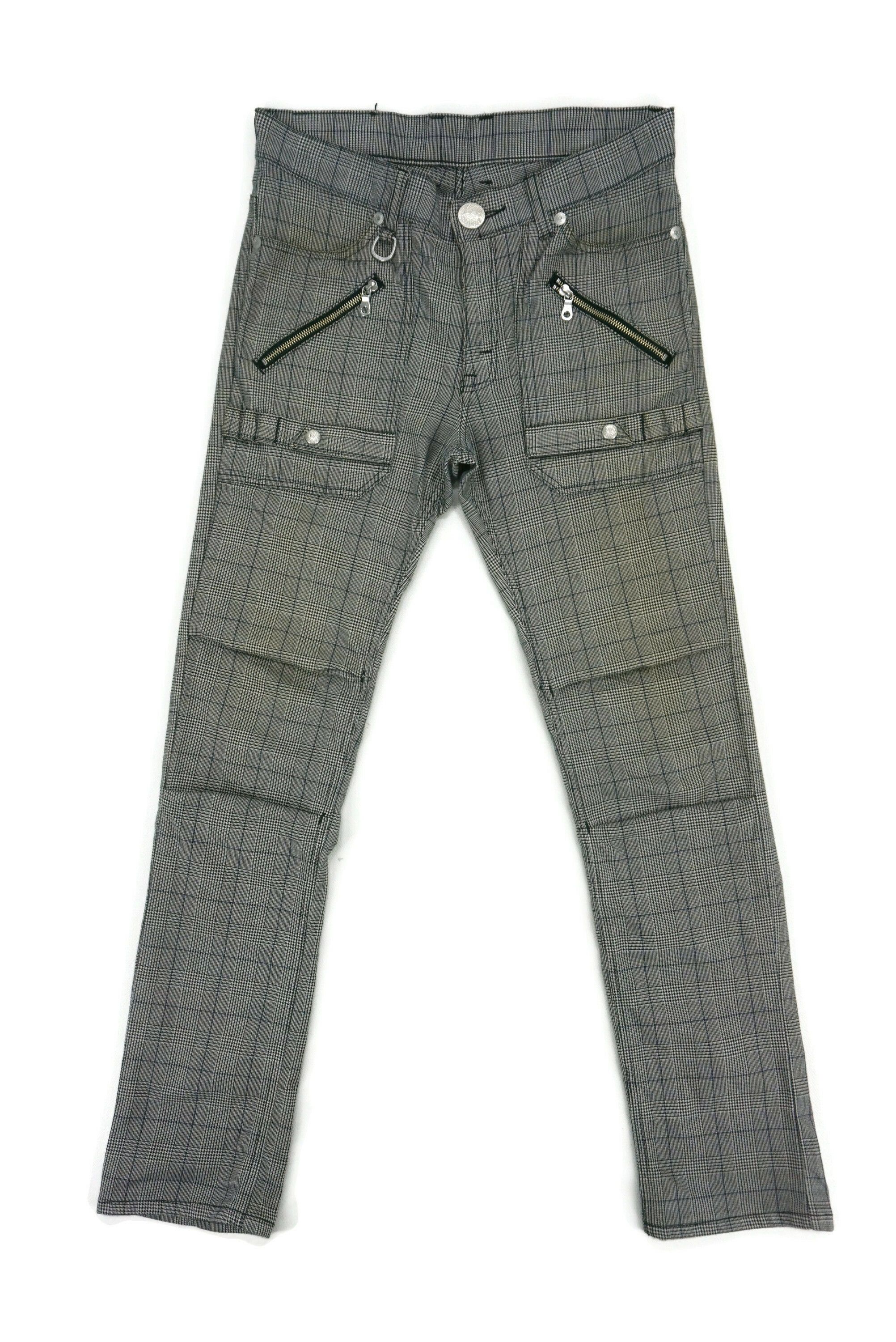image of Cowboy Equipment x Lee Bondage Pants Tartan Multi Zipper Travis Scott Lil Uzi in Black White (Size 