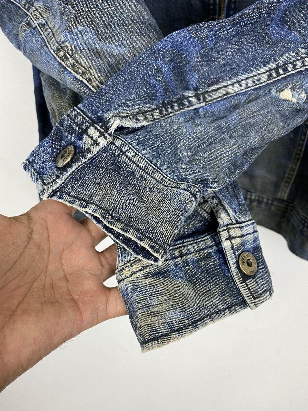 Vintage IZF DENIM DISTRESSED WORKER JACKET Size US L / EU 52-54 / 3 - 11 Thumbnail