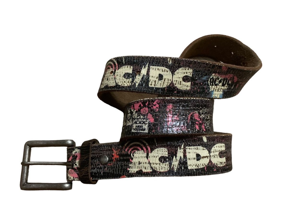 Genuine Leather × KMRii × Rockstar Games RARE ‼️ 90s ACDC Rockstar Leather Belt Size ONE SIZE - 1 Thumbnail