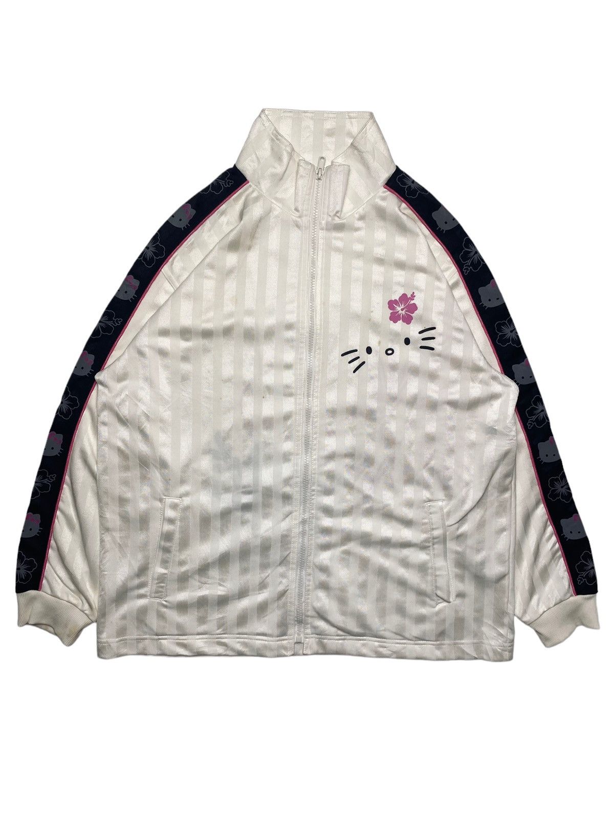 image of Anima 2000S Hello Kitty - Loose Track Top Jacket in Cream, Men's (Size Large)
