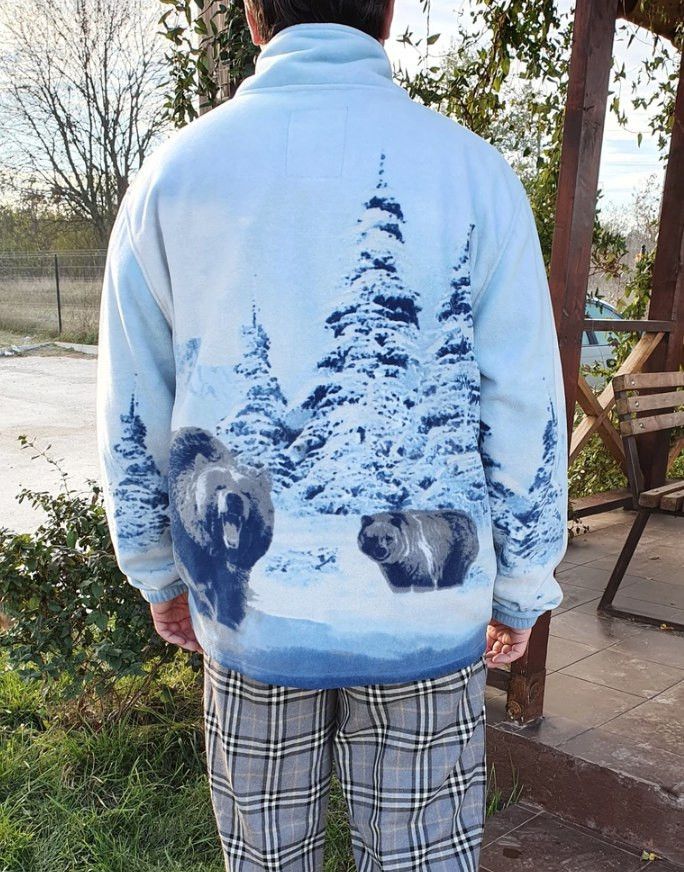 Vintage Rare Blue Vintage Animals Nature Print Fleece Light Jacket Size US XL / EU 56 / 4 - 1 Thumbnail