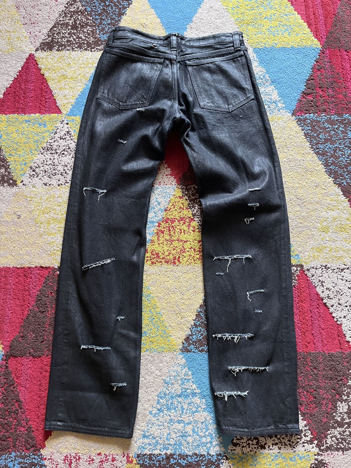 Japanese Brand Jun Takahashi Distressed Wax Denim Size US 30 / EU 46 - 12 Thumbnail