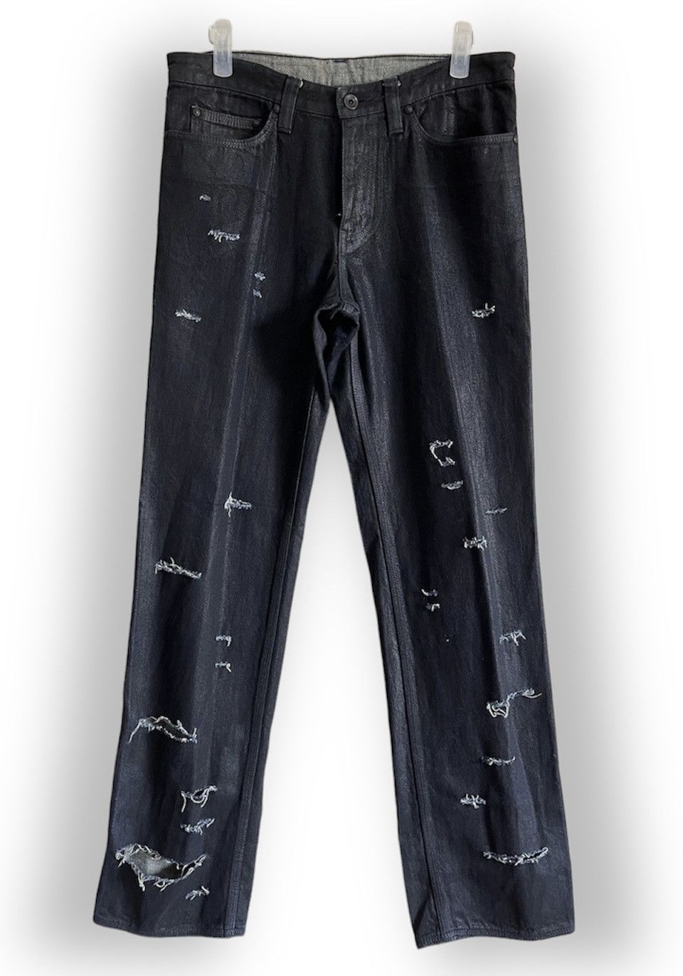 Japanese Brand Jun Takahashi Distressed Wax Denim Size US 30 / EU 46 - 1 Thumbnail