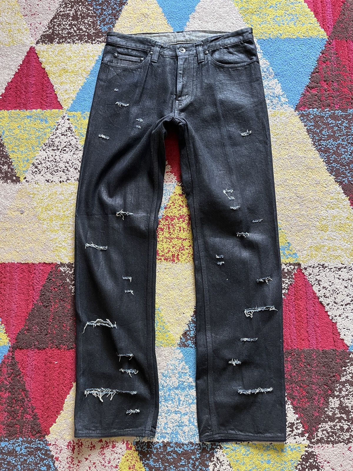 Japanese Brand Jun Takahashi Distressed Wax Denim Size US 30 / EU 46 - 13 Thumbnail
